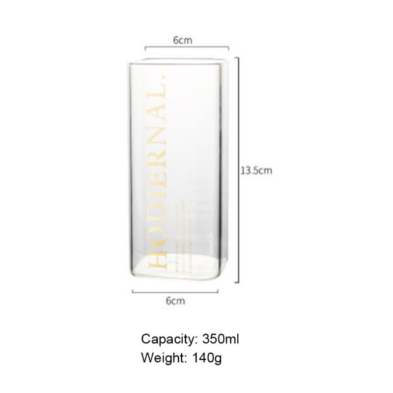 250ml/400ml Golden Heat-resistant Square Glass Cup Water Milk Juice Simple Juice Cup Dessert Cup Shake Glass-: A1