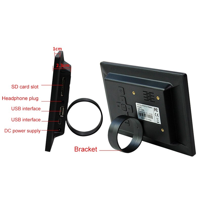 -7 Inch 800X480 Hd Digitale Fotolijst 16:9 Groot Scherm Elektronische Foto Video Zwart