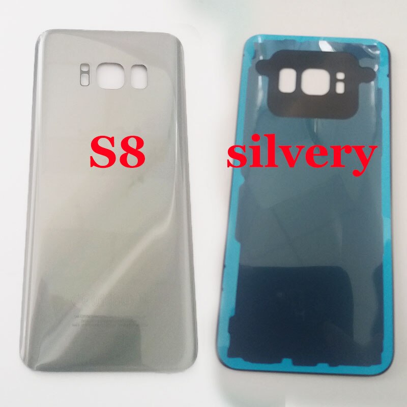 For SAMSUNG Galaxy S8 S8 Plus G950 G950F G950 G955F Back Glass Battery Cover Rear Door Housing Case Adhesive Camera Glass: S8 Slive