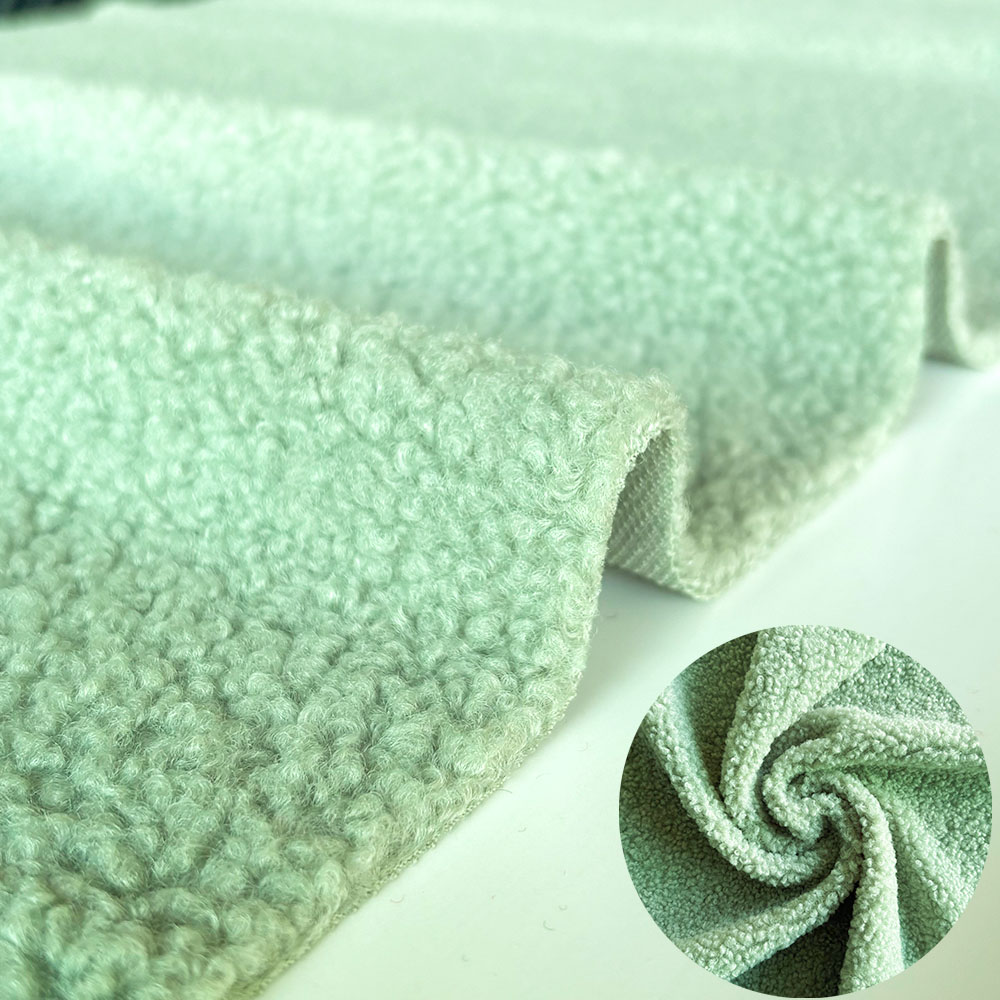 Tela de lana de cordero sintética gruesa y cálida, muñeco de peluche de lana Coral, forro de costura ligero elástico, accesorio de ropa, 160cm x 100cm: Verde claro