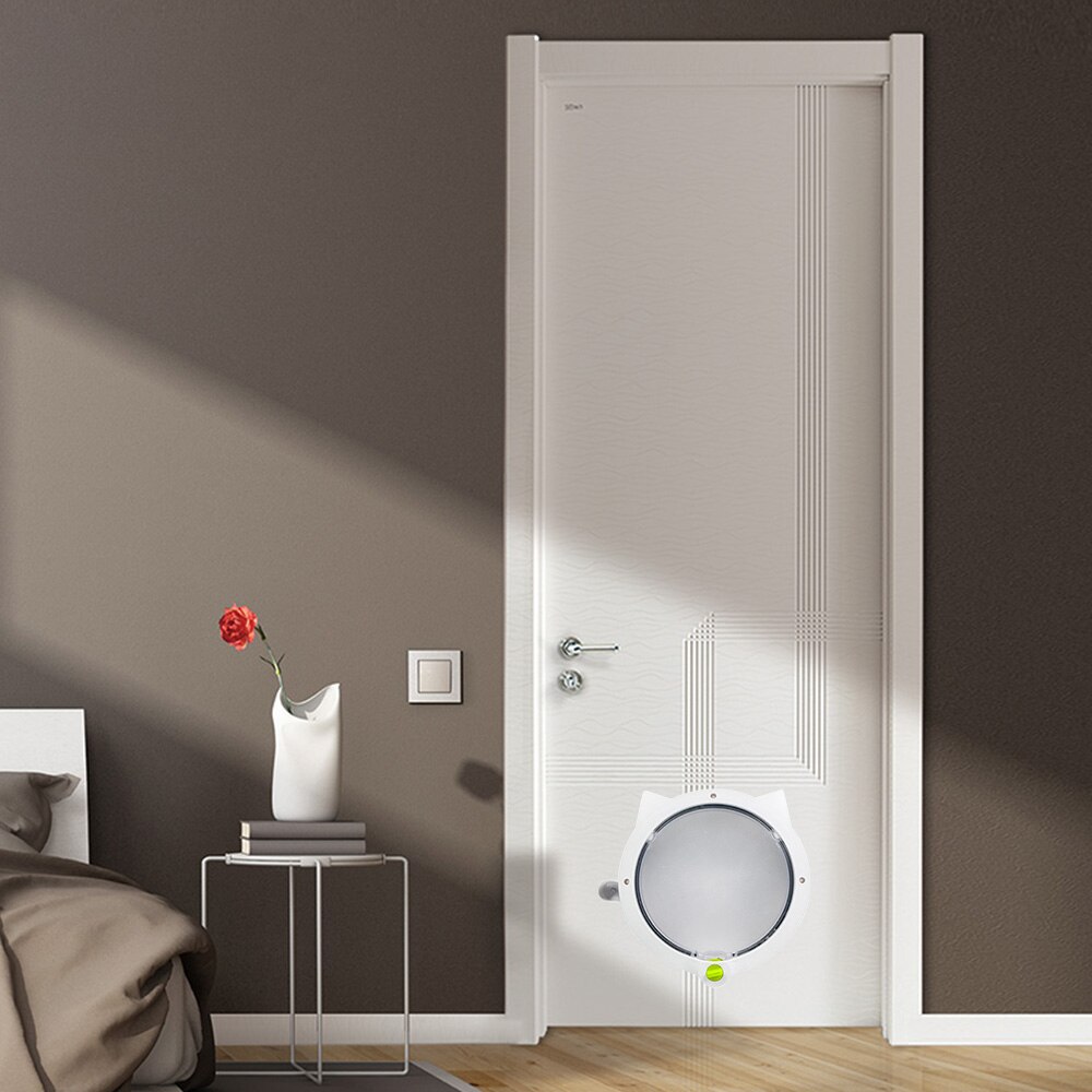 Small Round Cat Kitten Door with 4-way Lock Pet Plastic Window Lockable Safe Dog Puppy Gate Pet Door Pet Supplies for Kitten Dog