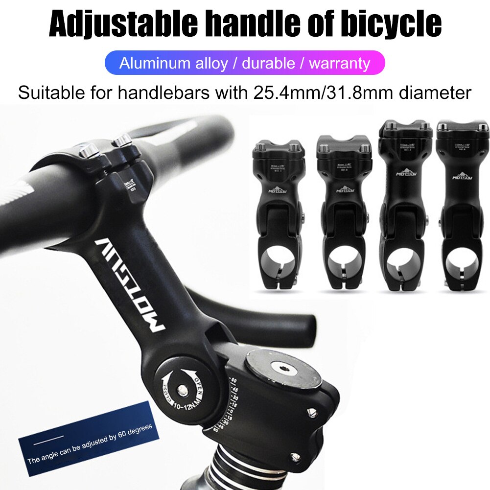 MOTSUV 60 Degree Adjustable Bicycle Stem 25.4/31.8mm Mountain Road Bike Handlebar Riser Stem