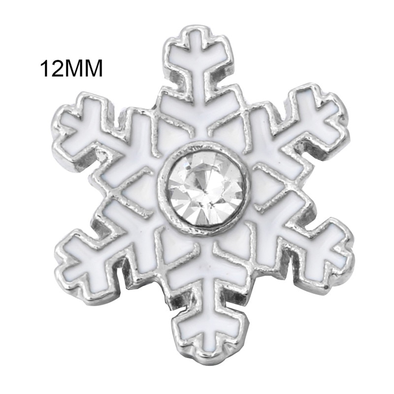 10 stuks/partij drukknopen sieraden strass sneeuwvlok drukknopen passen op 12mm drukknopen armband voor vrouwen kerst  zl113