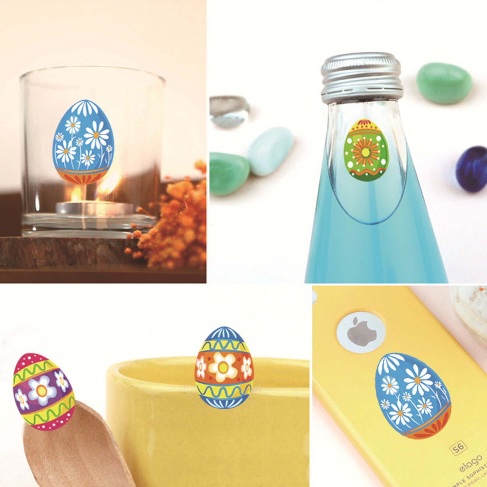 Happy Easter Egg Wall Sticker Home Decoration Cartoon Removable Sticker For Wall Window Glass Decor Kids Room Stickers