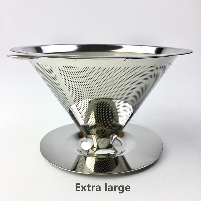 Rustfrit stål kaffefilterholder genanvendelige kaffefiltre drypper  v60 dryppekurve: Ekstra stor vf -404t