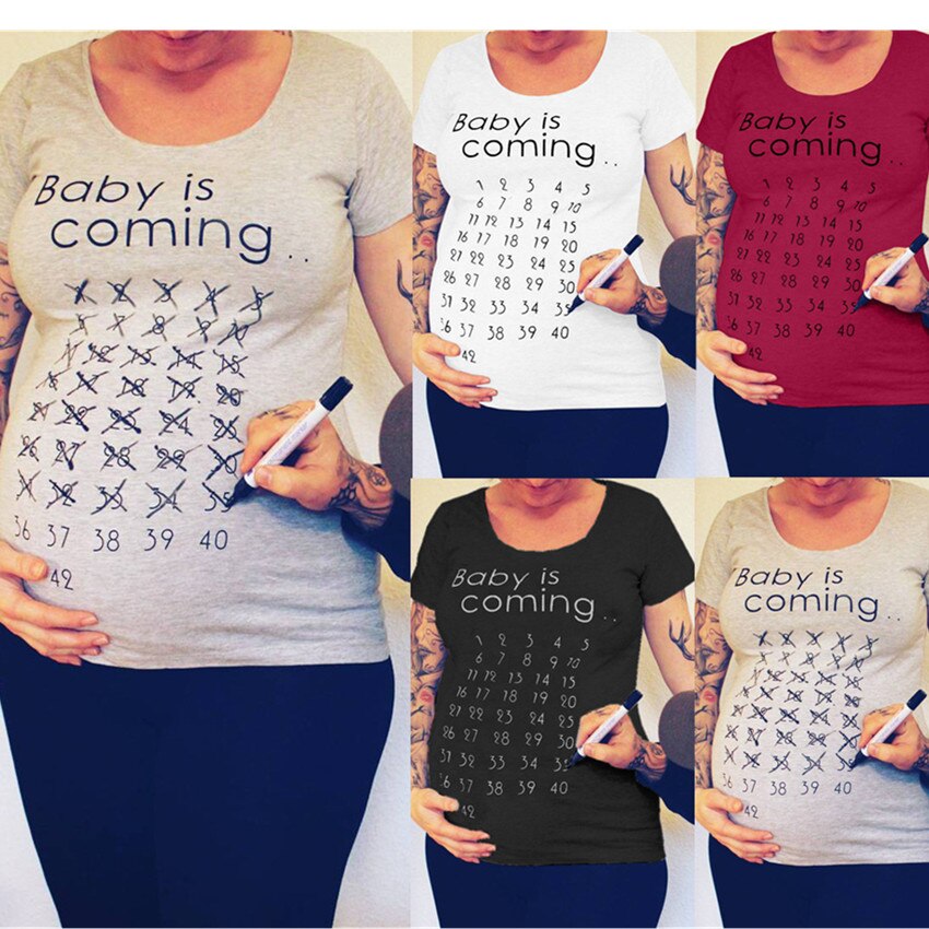 Kvinder gravid tøj baby nu indlæser pls vent barsels t-shirt sommer kortærmet gravid t-shirts 2020 maggies rollator