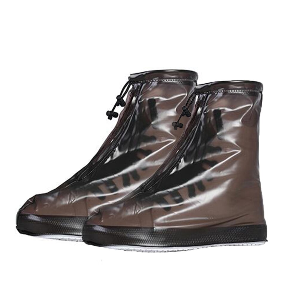 1 paar waterdichte beschermhoezen voor schoenen, unisex, regenhoezen met rits, hoge antislip regenhoezen, herbruikbare hoezen: Koffie / M