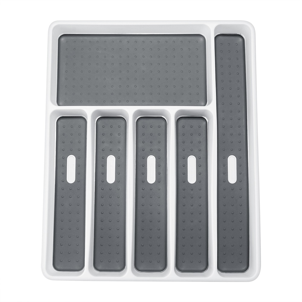 6 Compartments Cutlery Tray Kitchen Drawer Organizer Spoon Knife Fork Separation Plastic Storage Box Kitchen Tableware Tray
