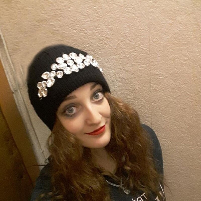 Vinter kvinder bomuld rhinestone beanies hatte damer elastiske strikkede beanies skullies hatte til femme varmt efterår motorhjelm ski caps