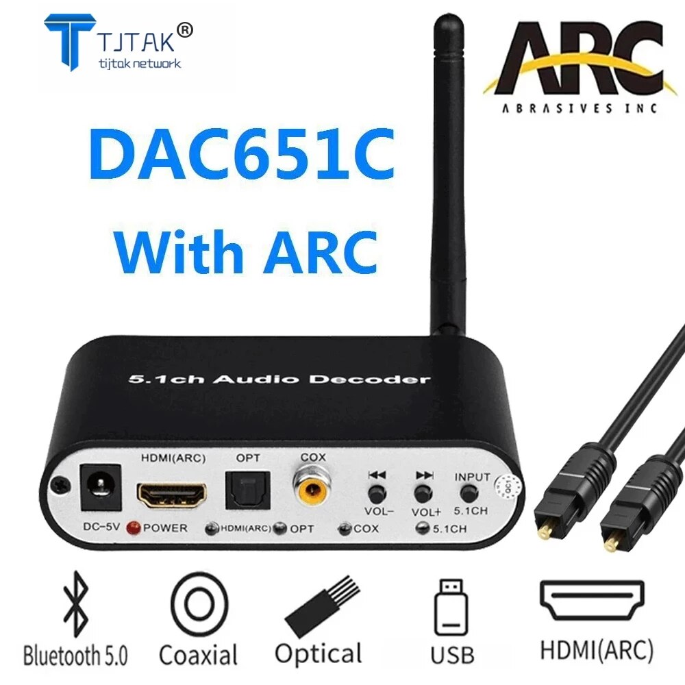 Dts Ac3 5.1 Audio Decoder Converter HDMI-compatible Extractor ARC SPDIF Coaxial Optical USB player Bluetooth