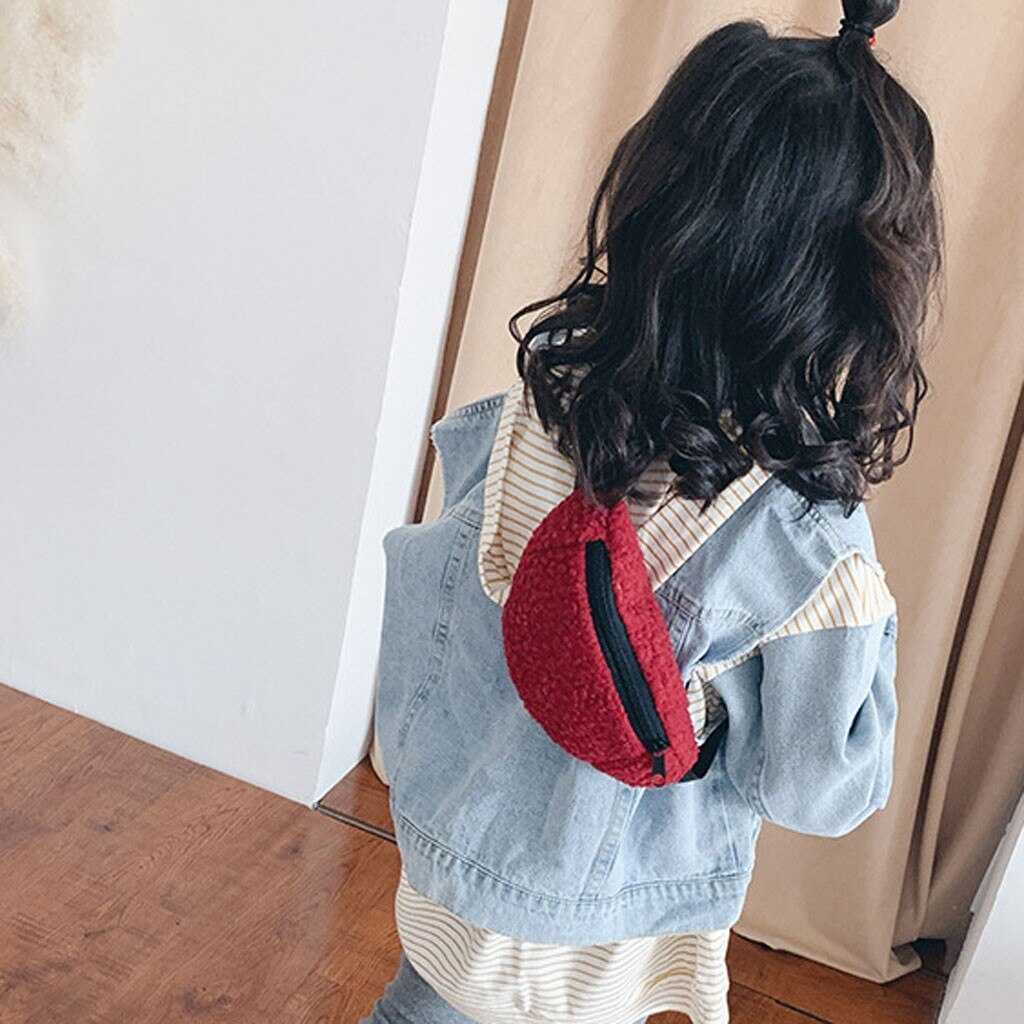 Kinderen Effen Kleur Leuke Patroon Wol Borst Zak Pocket Trend Vrouwen kleine Taille Pak Taille Zakken voor meisjes bolsa