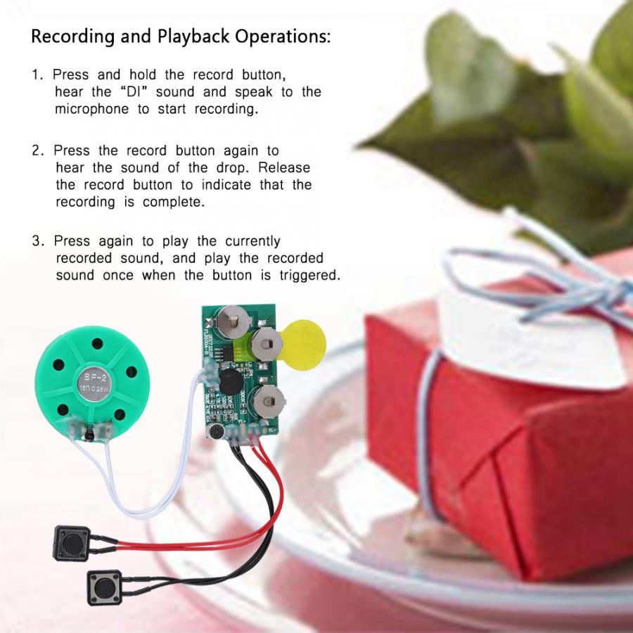 1 DIY Greeting Card Sound Voice Chip Module Battery 4 Minutes Record Music for Birthdays Craft Decor Toy Homemade