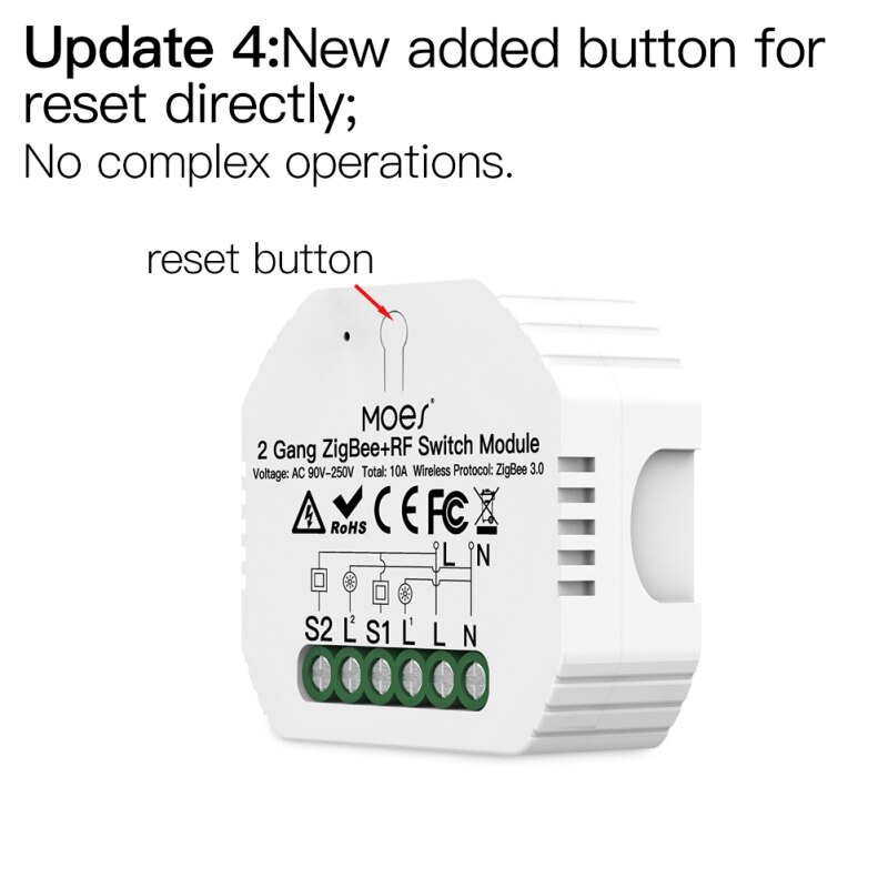 Tuya ZigBee 3.0 Smart Light Switch Relay Module 2 Gang Zigbee+rf Switch Module Remote Work With Alexa Google Home Switch Module