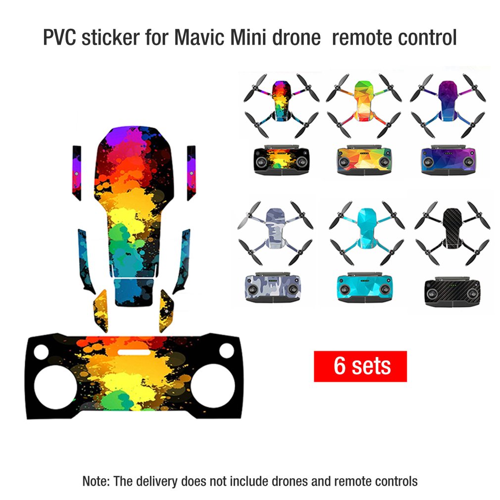 6Pcs Sticker Voor Dji Mavic Mini Drone Sticker Waterdicht Krasbestendig Huid Beschermende Pvc Stickers Drone Lichaam Arm