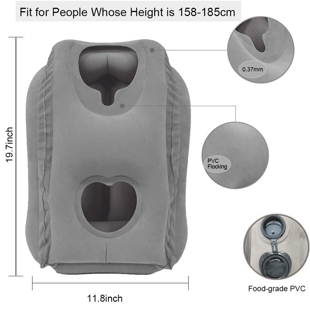 Inflatable Travel Pillow Portable Multifunctional Neck and Head Support Lap Pillow for Airplanes Trains Buses Office Napping