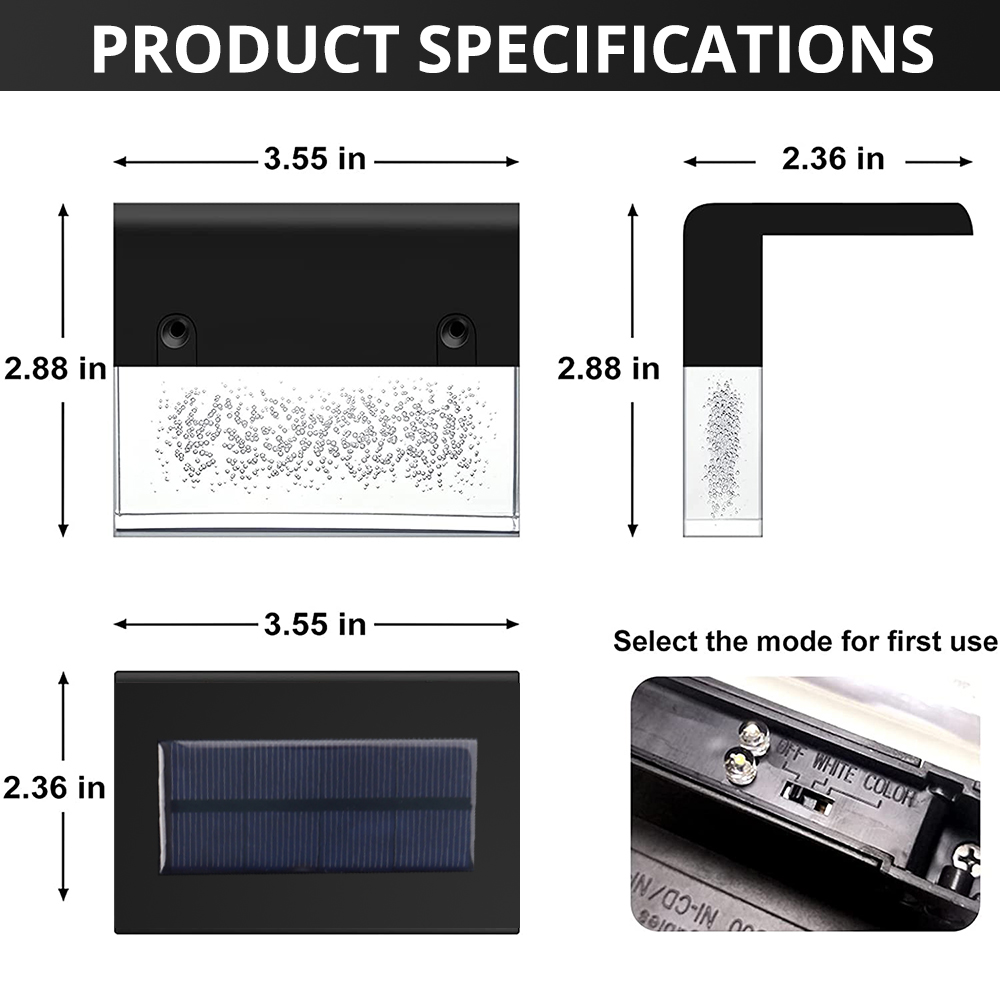 LED Solar Light Deck Light Outdoor Waterproof LED Fence Light for Steps, Courtyards, Railings, Walls, Warm White/color Change