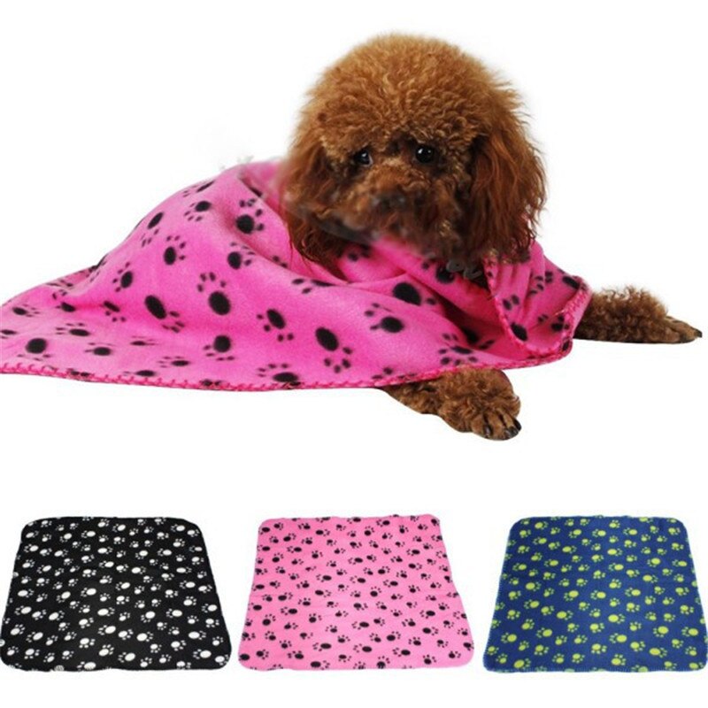 Mascota pezuña de gato y perro de lana con dibujo manta acogedora estera Floral mascota dormir pata imprimir cachorro polar suave manta camas Mat
