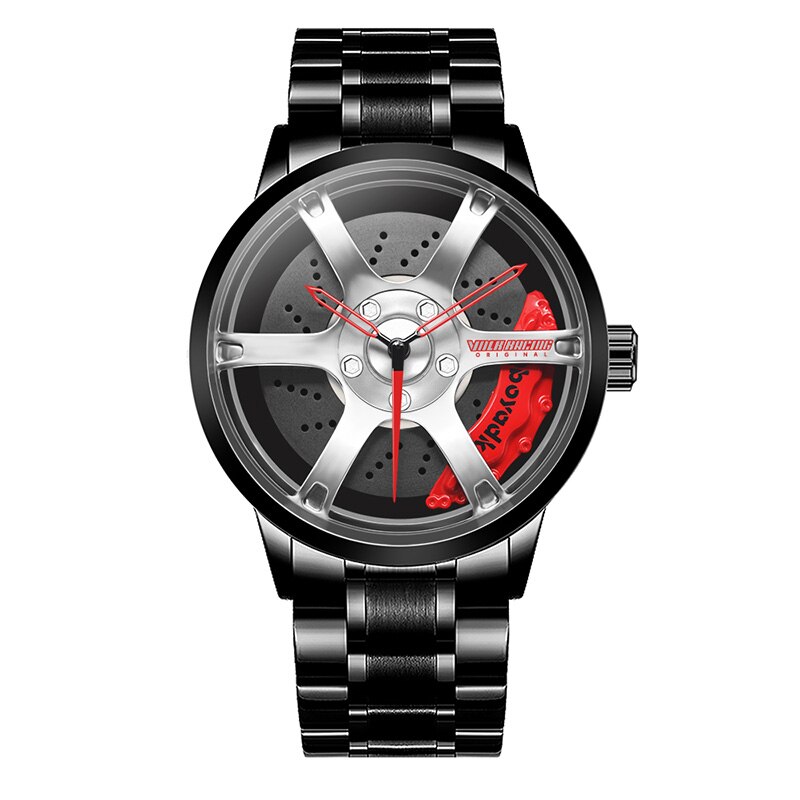 Boyadka horloges heren wiel velg naaf horloge heren polshorloge klok sportwagen op maat heren polshorloge relogio masculin: B5081- zilver-gd