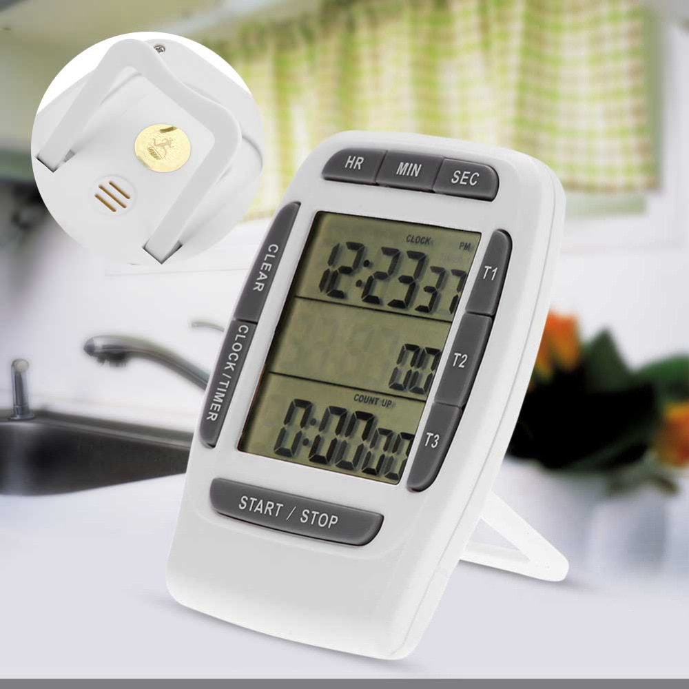 LCD Multi-Channel Digital Programmable Kitchen Timer Time CountDown Laboratory 3 Channel Timers 99 Hours Time Counting Device