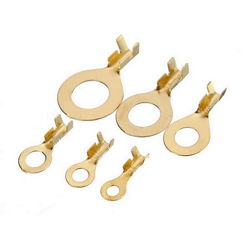 Brass Non-insulated Crimp Terminals Connectors 3.2mm-10.2mm Cable Wire Connectors Golden 150pcs / Set Wire Terminator