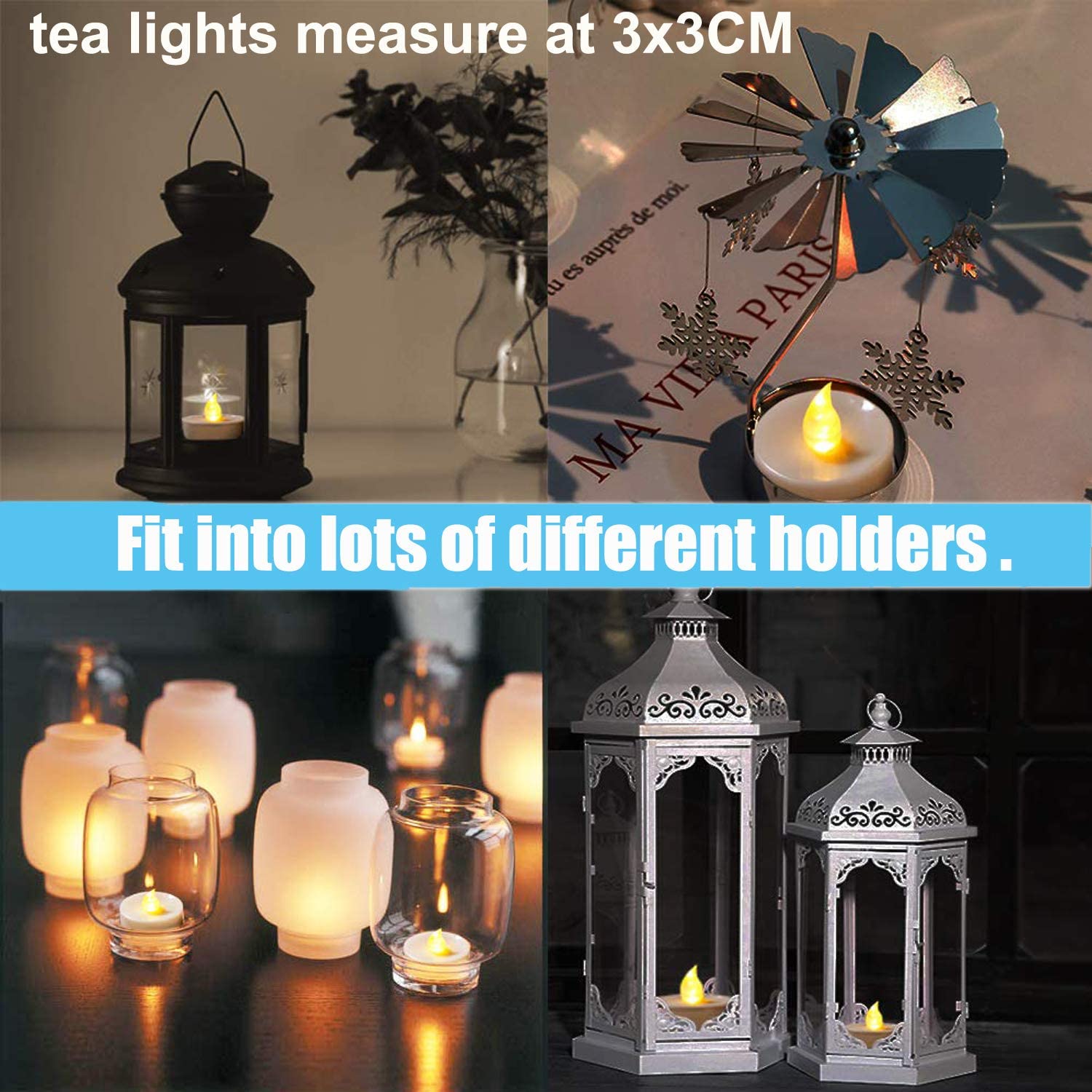 LED-Kerzen, 48/24/12 Stück, batteriebetriebene Kerzen, Batterien, Lichter, Kerzen zur Erstellung Wärmer Atmosphäbetreffend, natürlich flackernd, Hölle