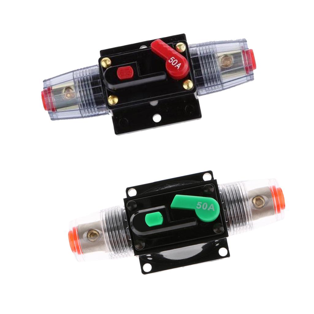 Qty 2 12V-24V Auto Circuit Breaker 50A Manual Reset for Car Vehicle Electrical
