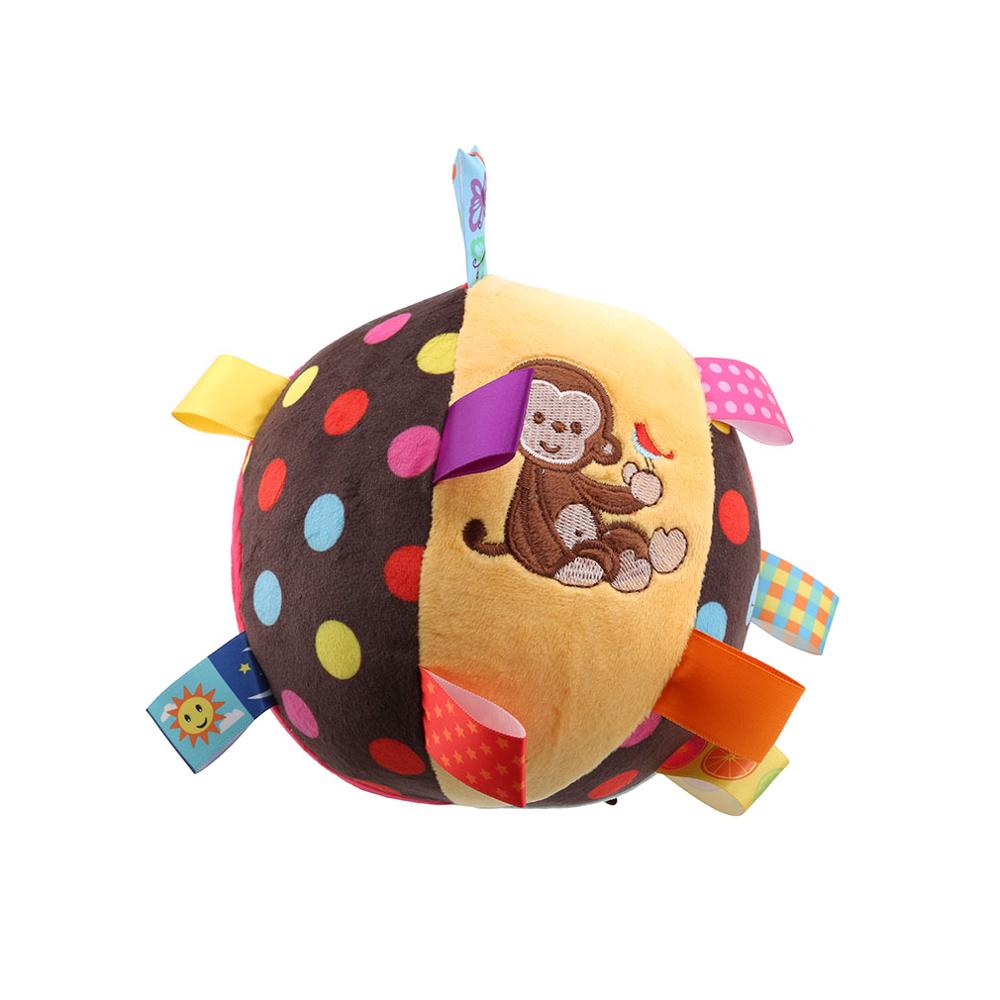 5 farben Baby freundlicher Ring Glocke Rassel Ball Baby Tuch Musik Sinn Lernen Spielzeug Ball Pädagogisches Plüsch Baumwolle Hand erfassen Ball: Affe
