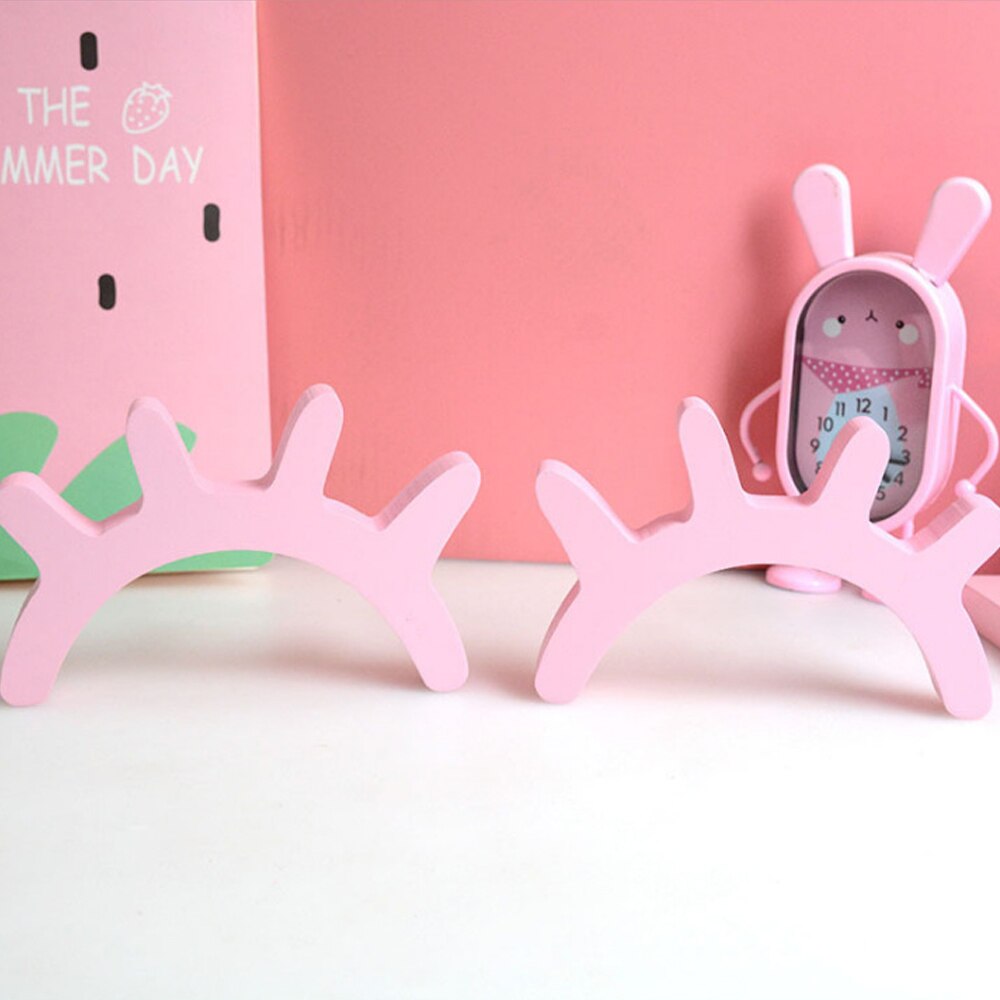 Een Paar Nordic Stijl 3D Wimpers Houten Wimper Muurstickers Kinderen Babykamer Achtergrond Muurstickers Home Decoratieve