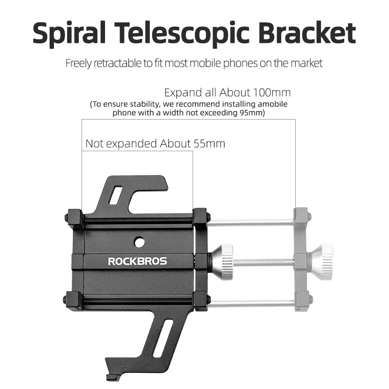 ROCKBROS Motorcycle Electric Bicycle Phone Holder Smartphone CNC Aluminum Alloy Bracket Five Claws Mechanical Bike Phone Holder