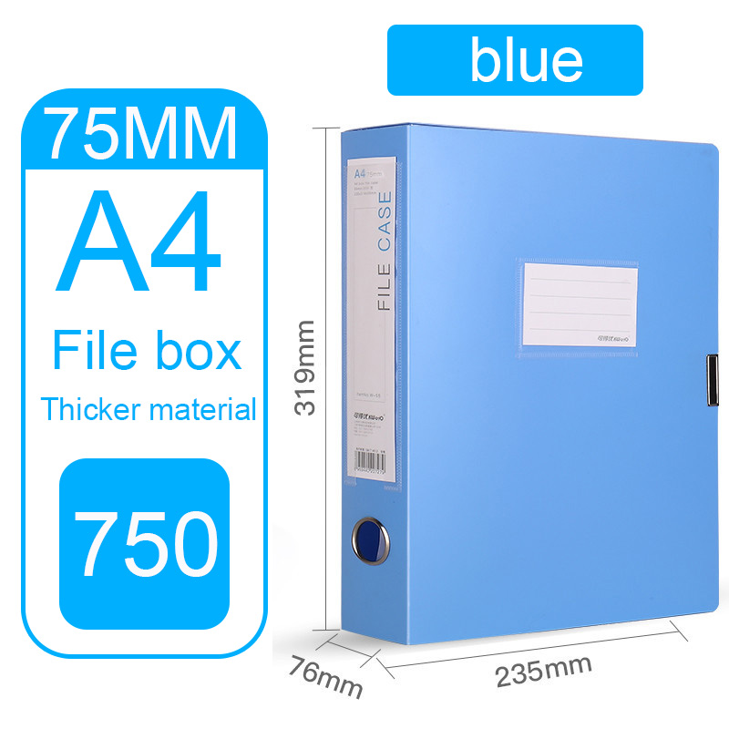 Pvc Archive File Box A4 Storage Box Plastic File Folder Box 35mm 55mm 75mm Office Supplies File Storage File Box Data Box: Blue 75mm