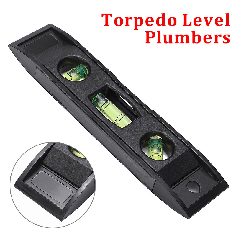 Black Torpedo Level Measure Tools Spirit Level Checkpoint Magnet Torpedo Bubble Plumber Leveling Measurement Tools 0-1200mm