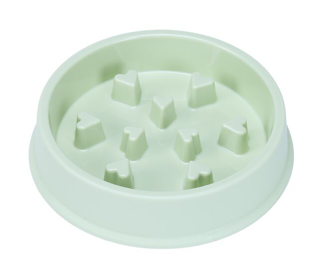 Triangle Slow Eating Puppy Kitten Plastic Food Feeding Pet Avoid Choke Feeder: green 2
