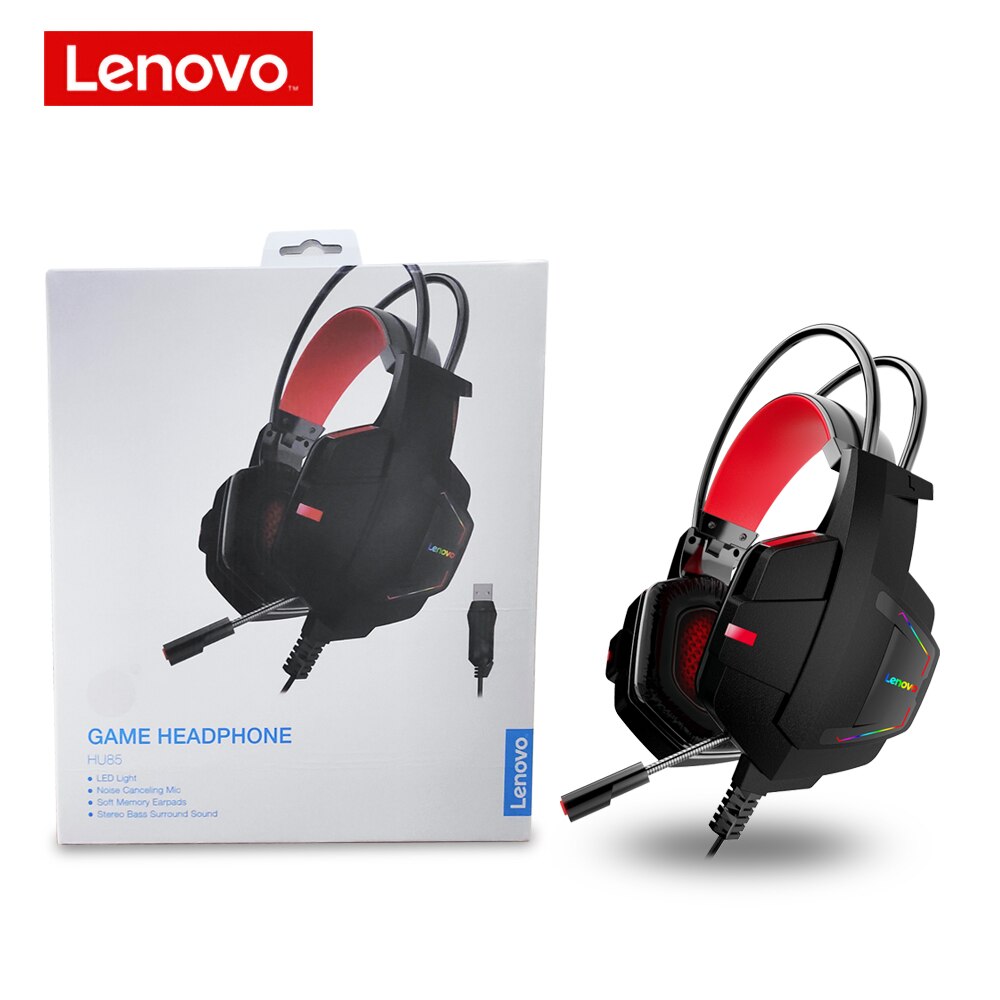 Lenovo HU85 Wired gaming headset PC USB interface HiFi Surround sound Microphone gaming headphones for Laptop PS4 headset gamer: Default Title