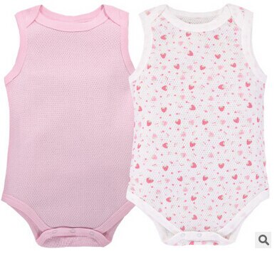 Y473 sommar coola babykläder kroppskläder sommar ultratunn bomullsnät babykläder babydjur tryck 2 st/set: Rosa / 9m