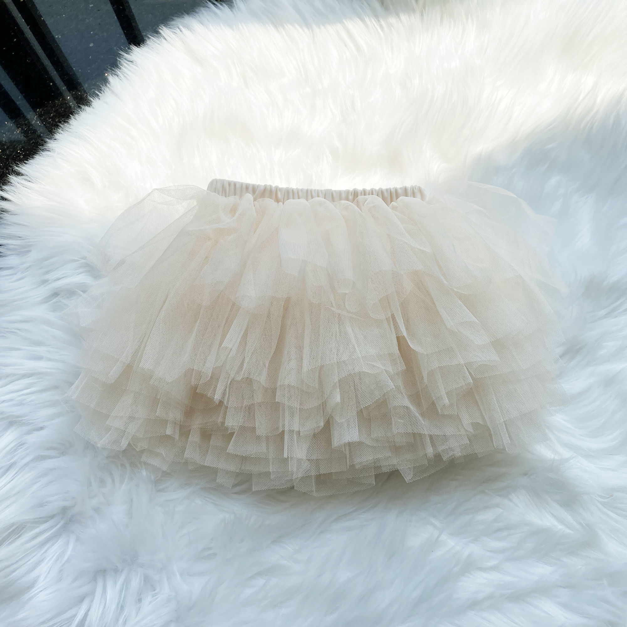 bébé filles Tutu jupe moelleuse princesse Ballet danse Tutu maille jupe enfants gâteau jupe mignon filles vêtements: Beige / 6M