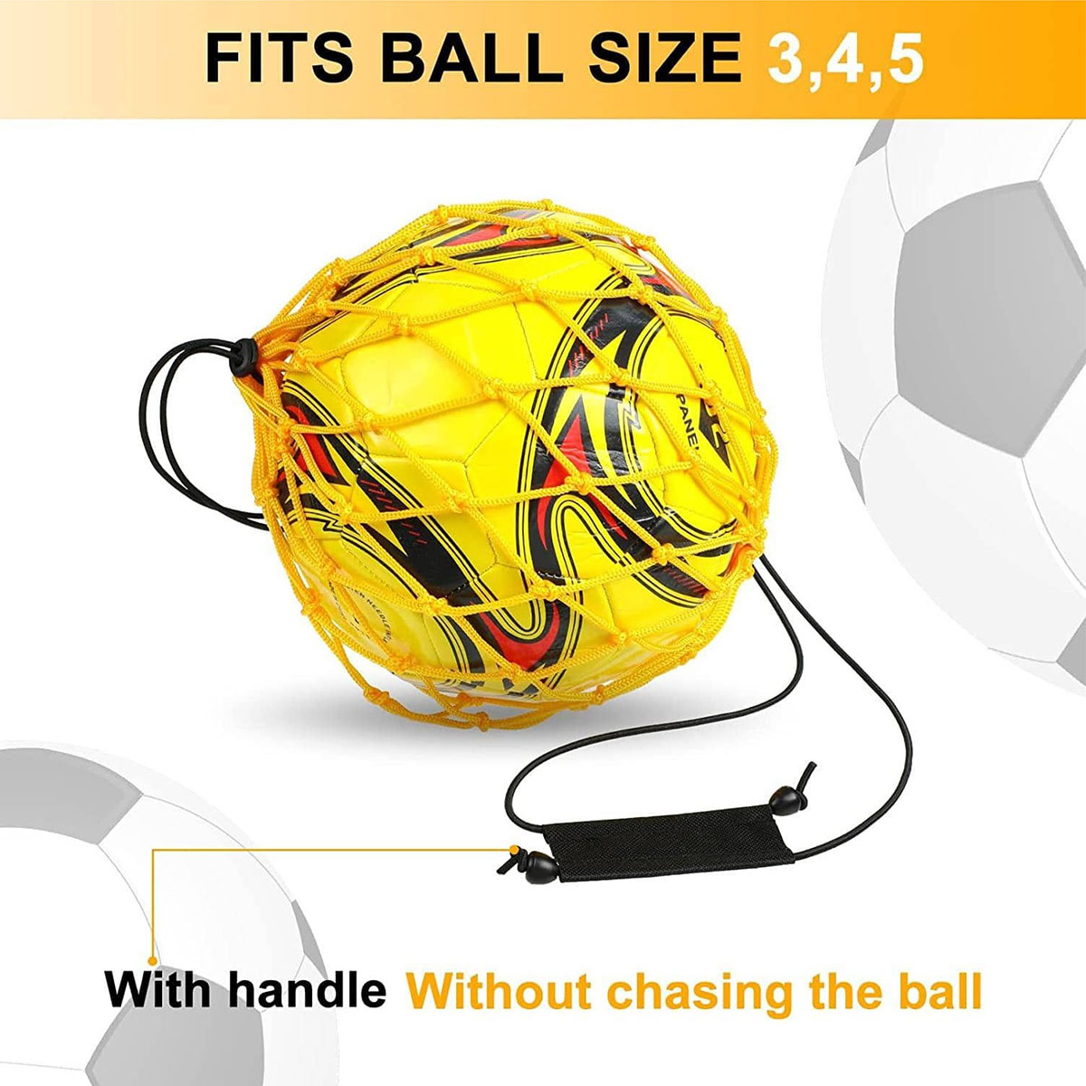Entraîneur de coup de pied de football avec de filet verrouillé pour ballon de football, filet de jonglage élastique d'entraînement (convient à la taille du ballon 3, 4, 5)