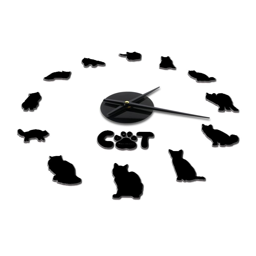 Burmese Cat DIY Acrylic Wall Clock For Bedroom Wall Decor Cat Breed Silent Quartz Big Time Clock With Acrylic Mirror Sticker