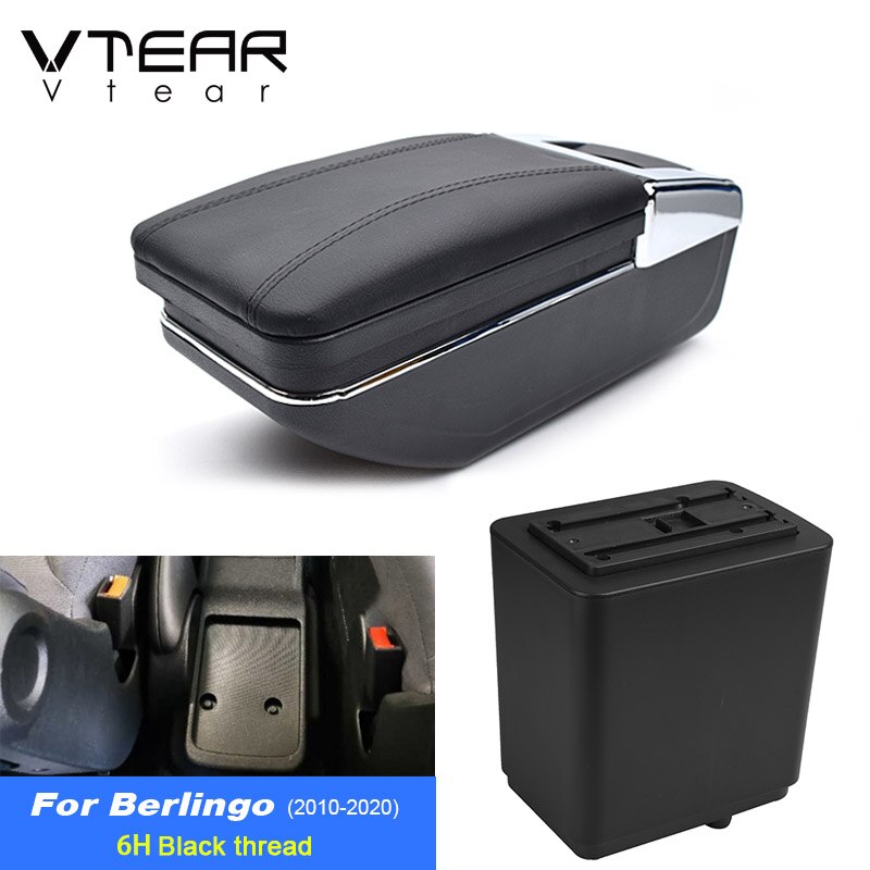 Vtear Voor Citroen Berlingo Peugeot Partner Tepee Auto Armsteun citroën berlingo Abs Arm Rest Auto-Styling Armsteun Doos Center Console Usb accessoires: Black thread