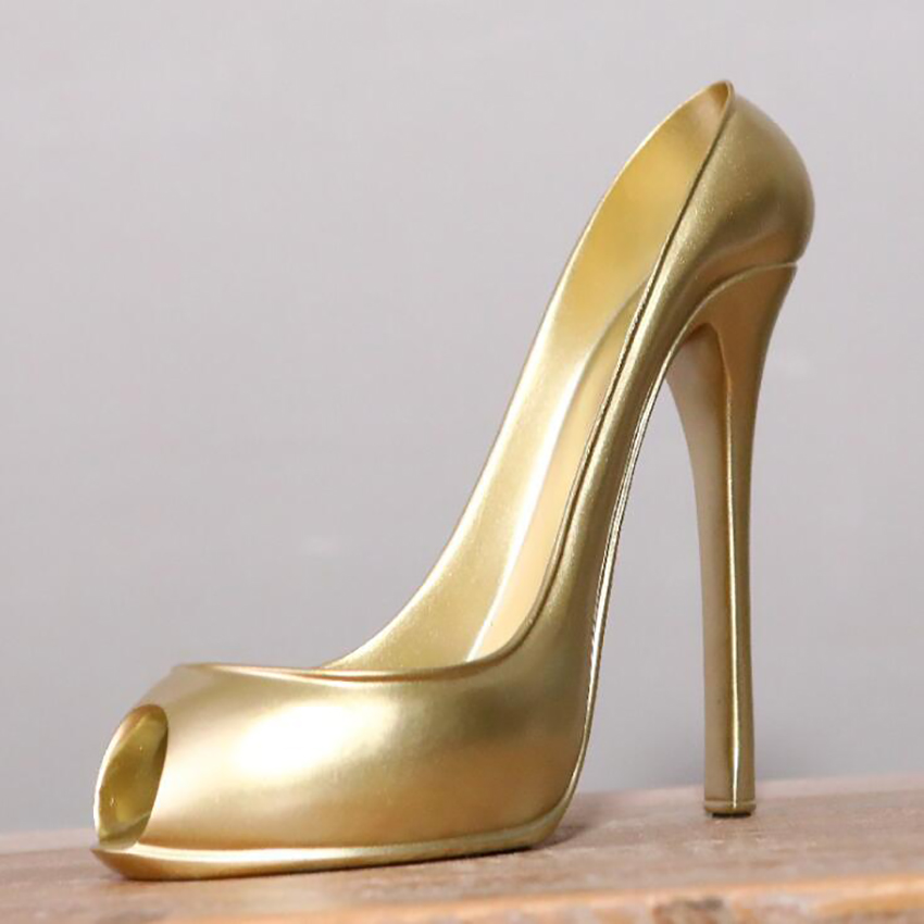 High Heel Shoe Wine Bottle Holder Stylish Wine Rack Basket Accessories High-Heel Statue Sculptures Kitchen Bar Decorations: Gold