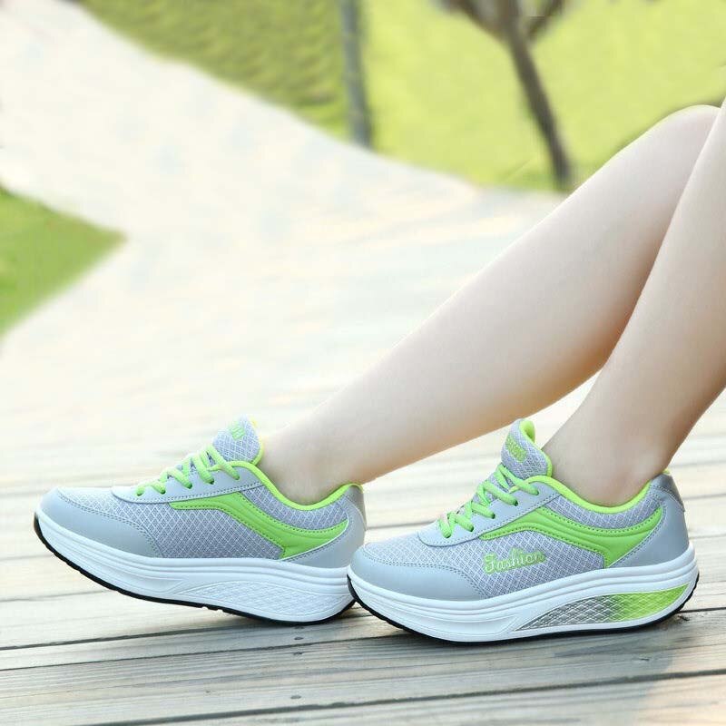 VTOTA Women Wedges Sneakers Platform Shoes Height Increasing Spring Lace-Up Mesh Walking Shoes Footwear tenis feminino
