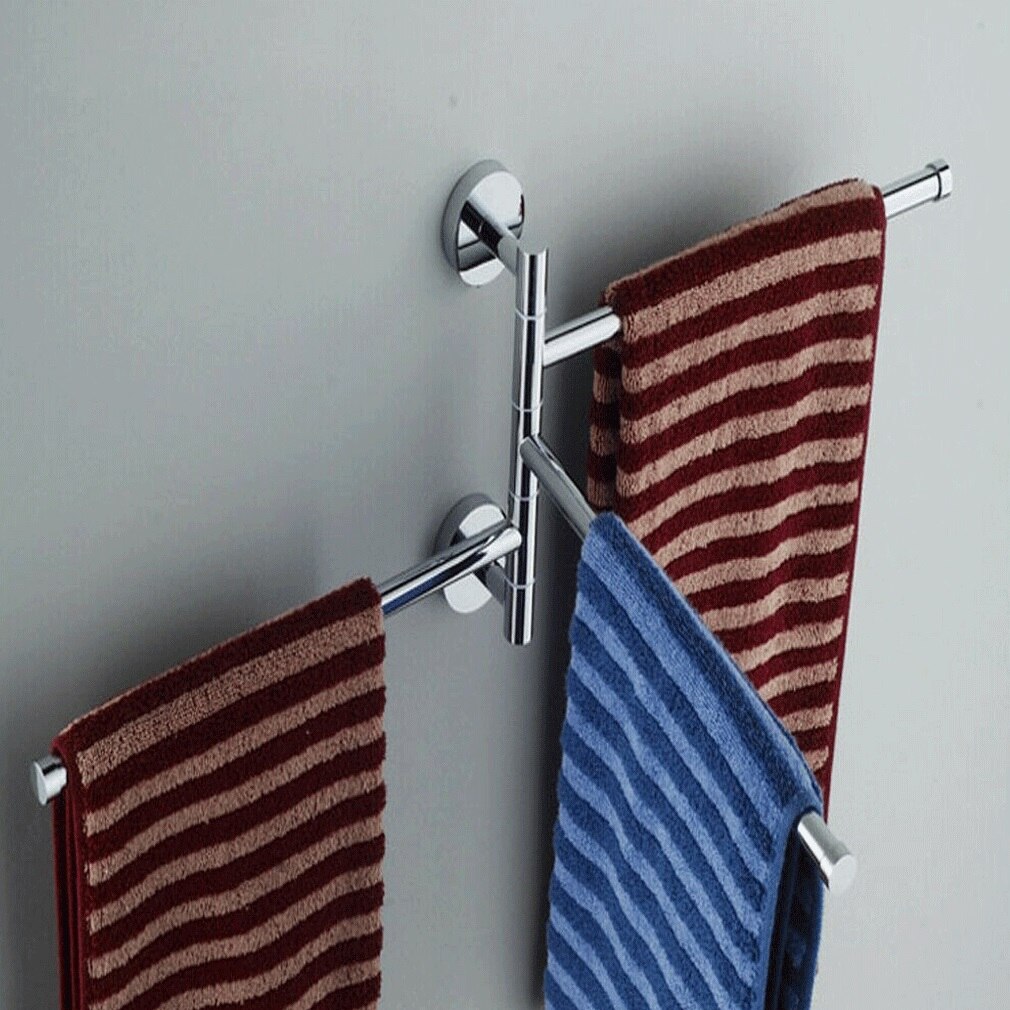 1PC Wall-Mounted Stainless Steel Swivel Bars Bathroom Towel Rack Hanger Holder Organizer