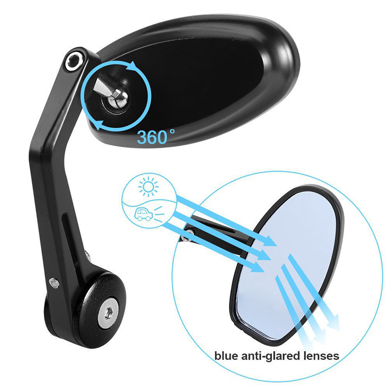 Rétroviseurs de guidon de moto noir 7/8 "rétroviseurs latéraux classiques ovales