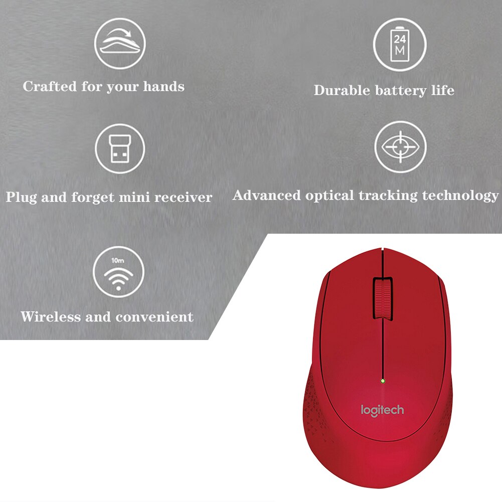 Logitech M280 Wireless Optical Mouse 2.4GHz 3 Buttons Receiver Cordless Mice for PC Computer Office Home