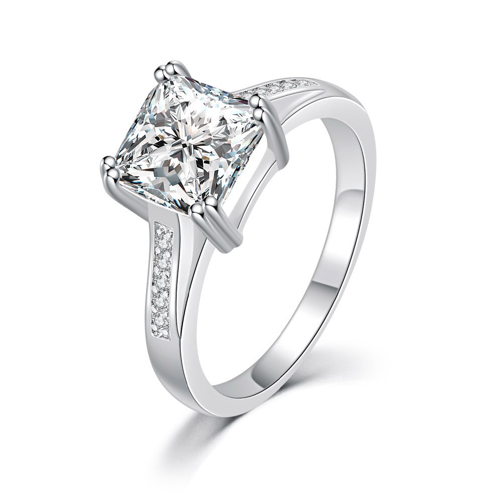 Zhouyang luksus bryllup kvinders ring med store sten zirkon enkle klassiske hvidguld farve  r569 #39: 5