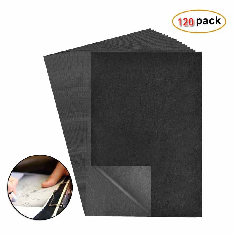 120 Stks/set 4A Size Zwart Graphite Transfer Papier Vellen Carbon Tracing Papers Tattoo Stencil Schilderen Tracing Papier