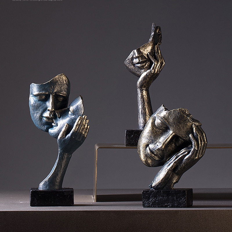Estatuas modernas, creativas, abstractas, salas de estar de arte, muebles antiguos para el hogar y decoraciones en el norte de Europa