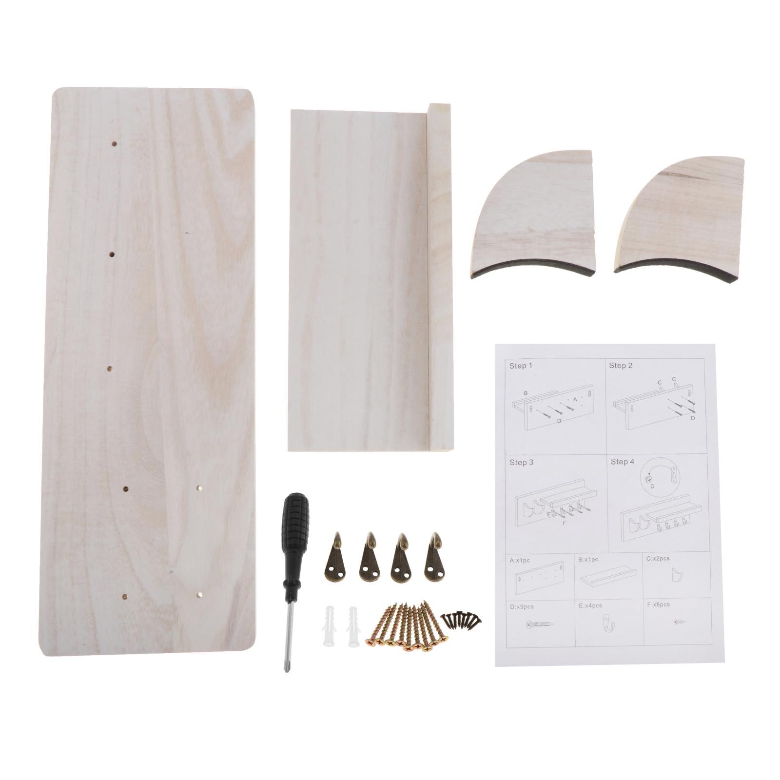 Support de guitare mural rustique support d'affichage étagère de suspension et 3 crochet: white