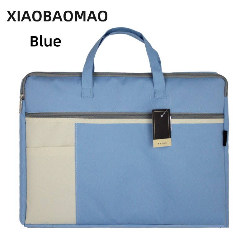 A3 Document Bag Large Capacity Double Layer Zip Storage Bags file bag Filing Products Pocket Folder Office School Supplies: b blue
