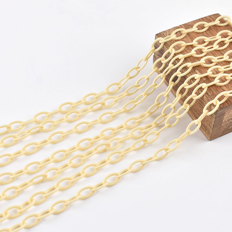 10/50 Uds. De cadena de eslabones acrílicos coloridos de 50cm de longitud, cadenas con cierre de langosta para cadena de ojos, accesorios de joyería, cadena de eslabones de plástico: L / Castaño