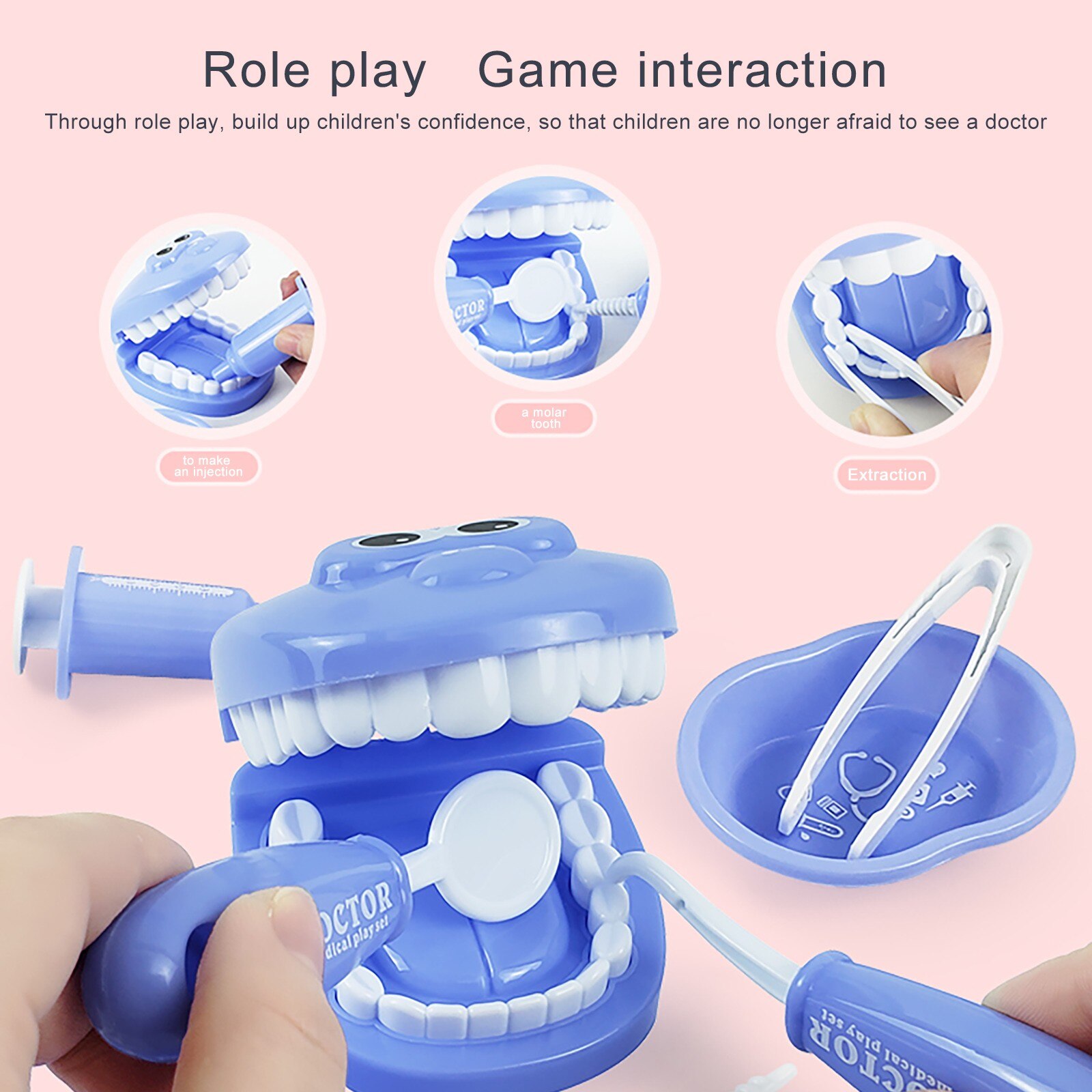 9Pcs Kids Pretend Play Toy Tandarts Controleren Tanden Model Set Tandarts Kit Educatief Rollenspel Simulatie Learing Speelgoed Voor kinderen